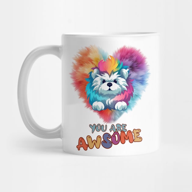 Fluffy: "You are awsome" collorful, cute, furry animals by HSH-Designing